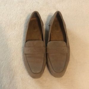 Clarks Taupe Grey Faux Suede Slip On Loafer Size 8